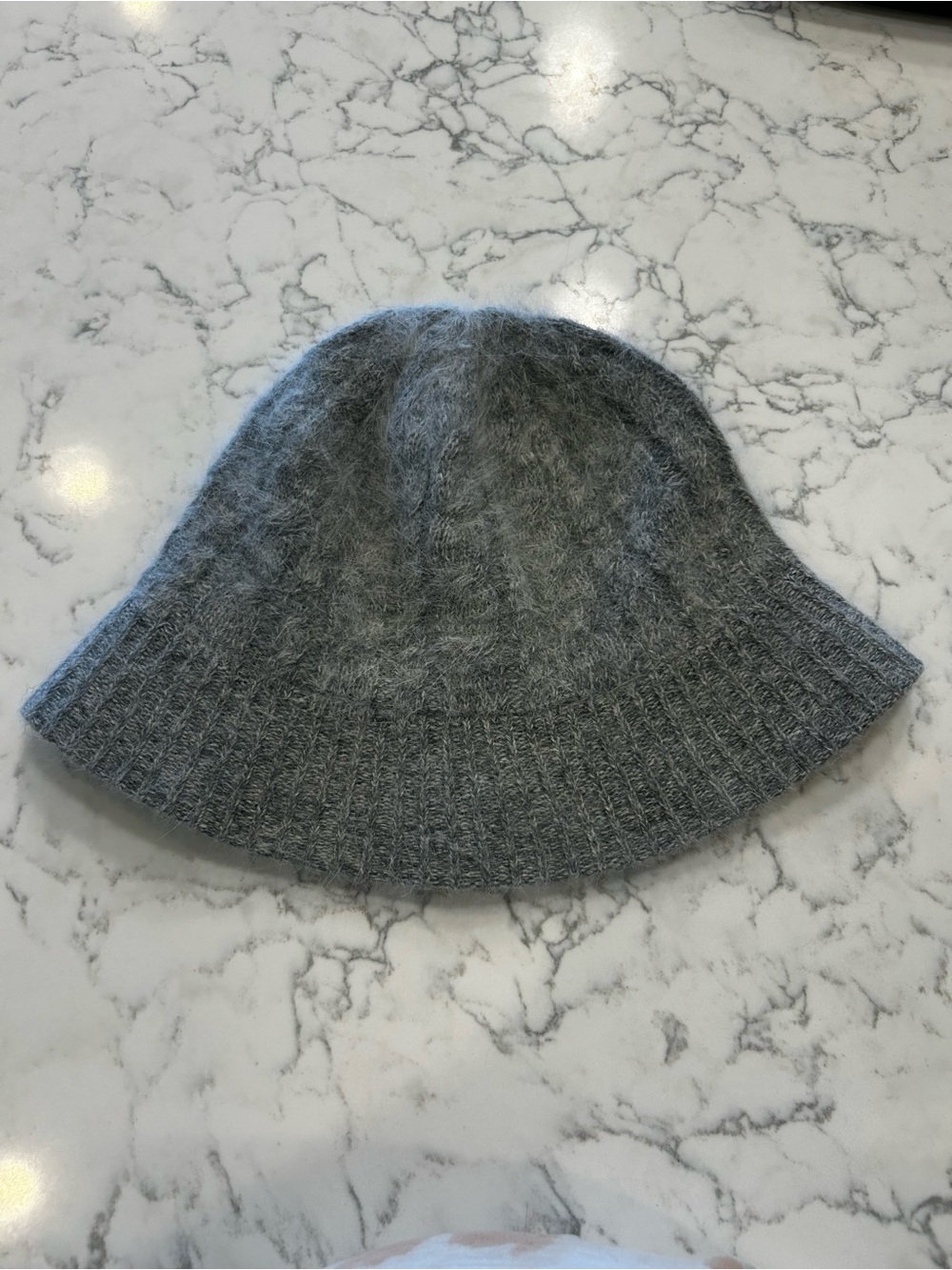 Gray 50/50 Angora Wool Fuzzy Bucket‎ Hat